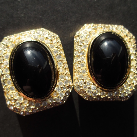 ✨ Vintage Christian Dior Clip-On Earrings Stamped CHR. DIOR Sparkly Bold - Picture 13 of 14
